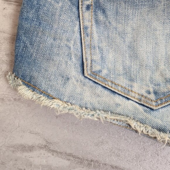 Zara Z1975 Denim Shorts High Rise Micro Distressed Ripped Jean Cut Off - Picture 10 of 13